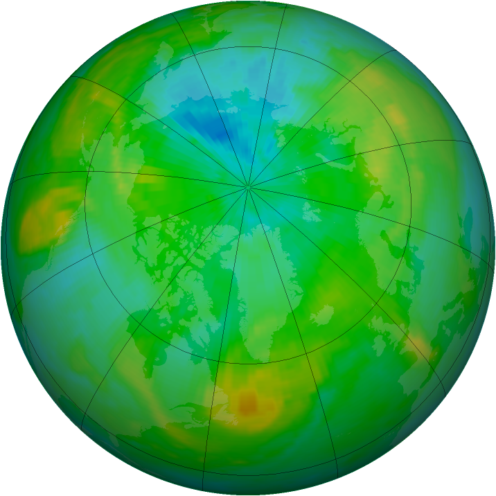 Arctic ozone map for 08 August 1991